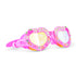 Pink children's swimming goggles with floral decorations