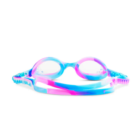 Colorful swim goggles on a white background