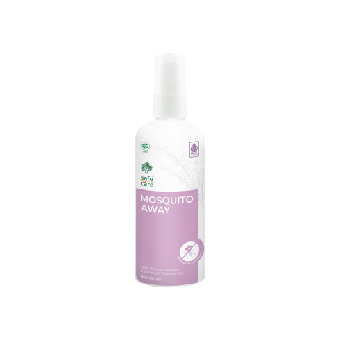 Mosquito spray bottle labeled 'Mosquito Away' on a white background