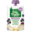 Only Organic Blueberry Banana Vanilla Oat Milk pouch with purple cap on a white background