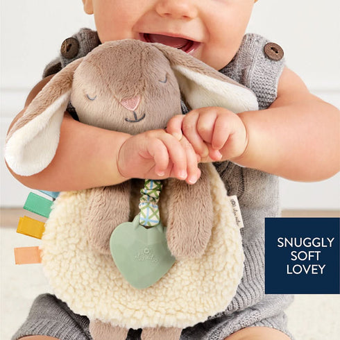 Itzy Lovey Taupe Bunny teether detail