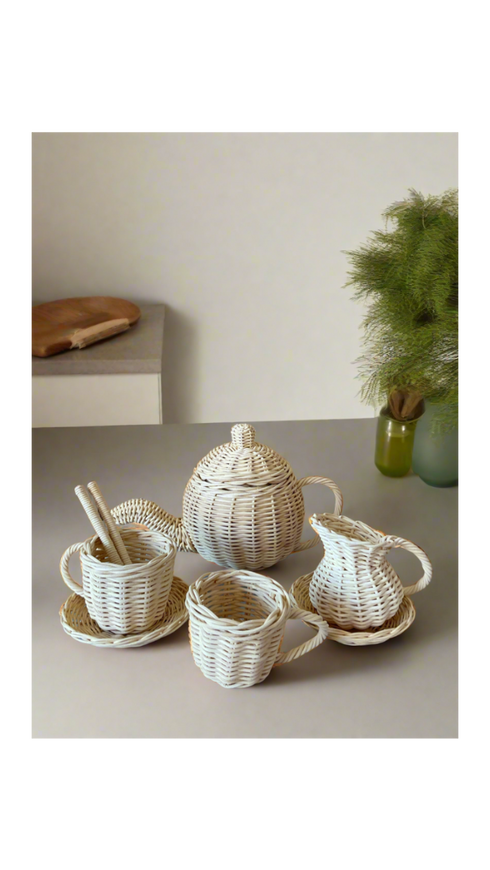 Rattan tea set, bali handmade eco-friendly toys