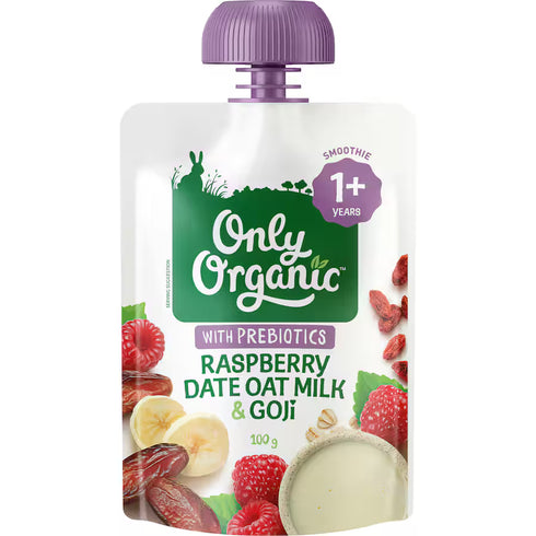 Only Organic raspberry date oat milk and goji pouch with probiotics