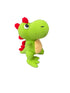 Green crochet dragon toy on a white background