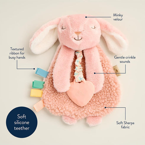 Itzy Lovey Plush And Teether Toy - Bunny Pink