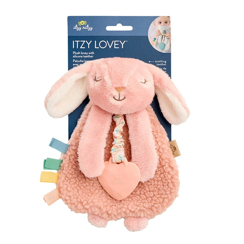 Itzy Lovey Plush And Teether Toy - Bunny Pink