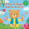 Children's book cover with a bear character and colorful background