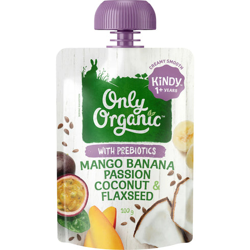 Only Organic mango banana passion coconut flaxseed pouch with prebiotics
