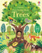 Usborne First Sticker Book Trees with colorful illustrations of trees and animals on a green background.
