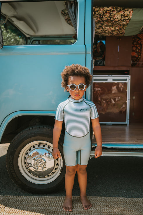 Kids Short Wetsuit in Sage Striped