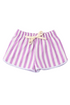 Purple and white striped racer shorts with a made from cotton handmade in Bali.