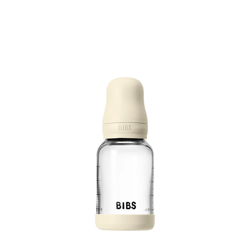 BIBS Glass Baby Bottle Silicone 120ml - Ivory Slow Flow