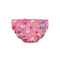 Pink swim diaper with colorful patterns
