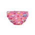 Pink swim diaper with colorful patterns