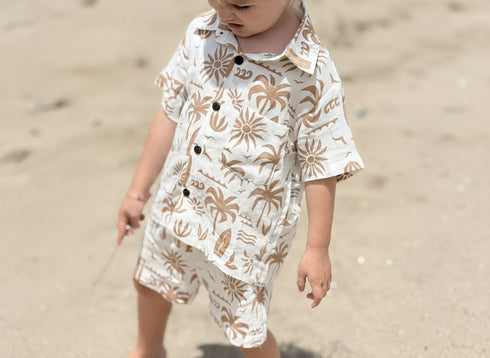 Tropical Linen Set in Brown