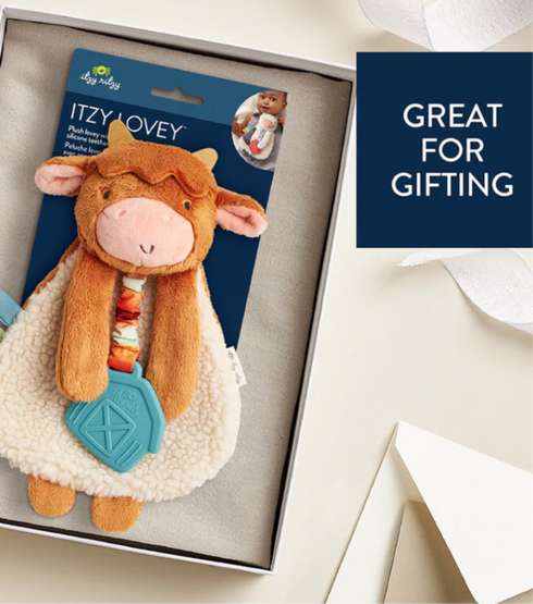 Itzy Lovey Plush And Teether Toy - Highland Cow