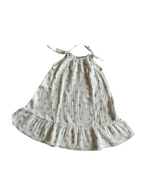 white cotton print kids dress
