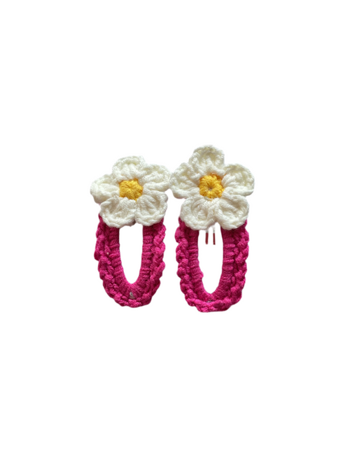 Crochet Daisy Hair Clips