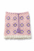 Crocheted baby blanket with flower patterns on a white background