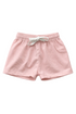 Pink shorts with a drawstring on a white background