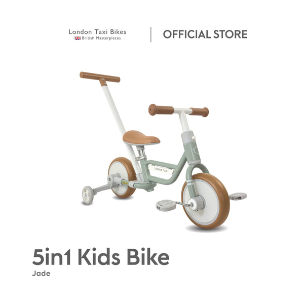 London Taxi 5-in-1 kids bike in jade, balance bike and trike with push bar | Bali Bubs