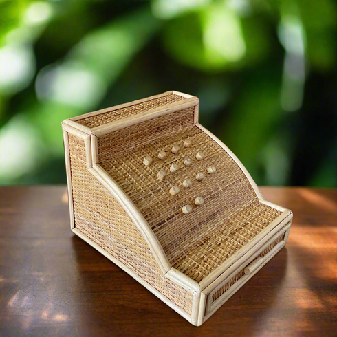 Pretend play rattan cashier, eco-friendly toys