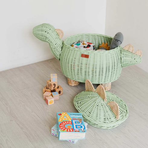 Dinosaur Storage Basket Mint Green