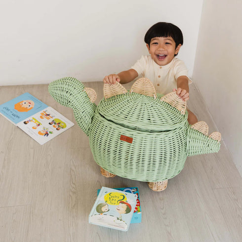Dinosaur Storage Basket Mint Green
