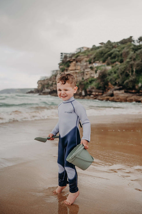 Kids Long Wetsuit in Navy Striped