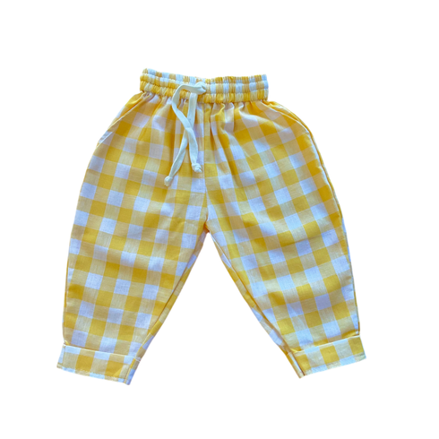 Kids, checkered pants,linen