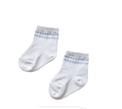 Baby Cuff Socks in Striped White