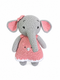 crochet elephant in pink dress