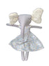 Stuffed toy elephant with a floral dress