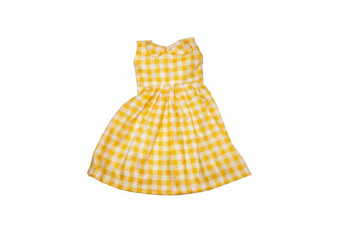 A small yellow and white gingham dress