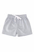 Light gray shorts with a white drawstring on a white background