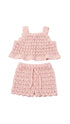 Pink girls crochet top and shorts handmade in bali.