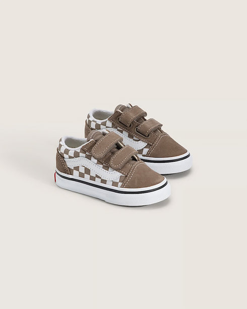 Vans Toddler Old Skool V Checkerboard Shoe Walnut Brown