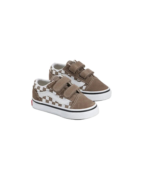 Vans Toddler Old Skool V Checkerboard Shoe Walnut Brown