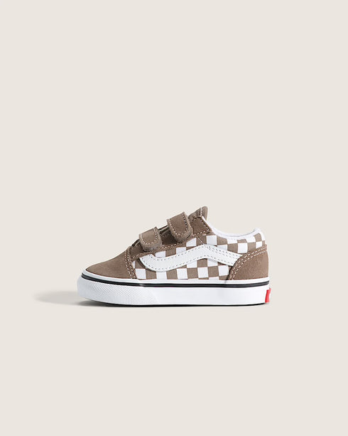 Vans Toddler Old Skool V Checkerboard Shoe Walnut Brown