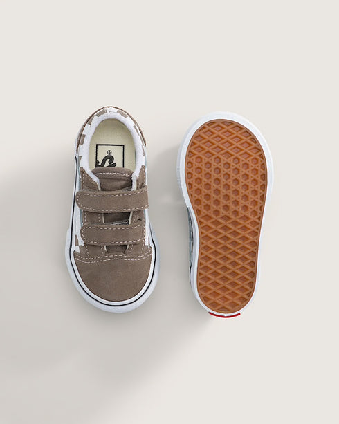Vans Toddler Old Skool V Checkerboard Shoe Walnut Brown
