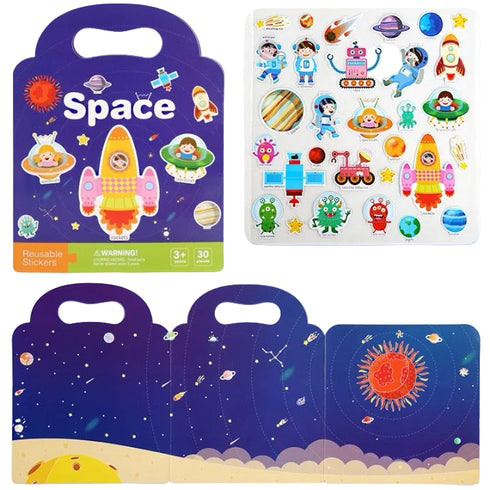 Reusable sticker book space for children, activity book, art and craft