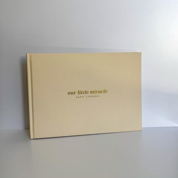 Fambam baby memory journal for the first year, beige linen keepsake book