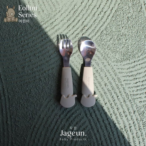 Stainless Steel Spoon & Fork Set in Sage