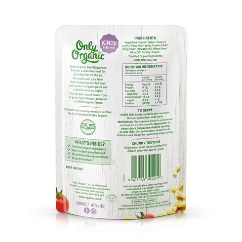 Only Organic Beef Bolognese Pasta (1+ years)