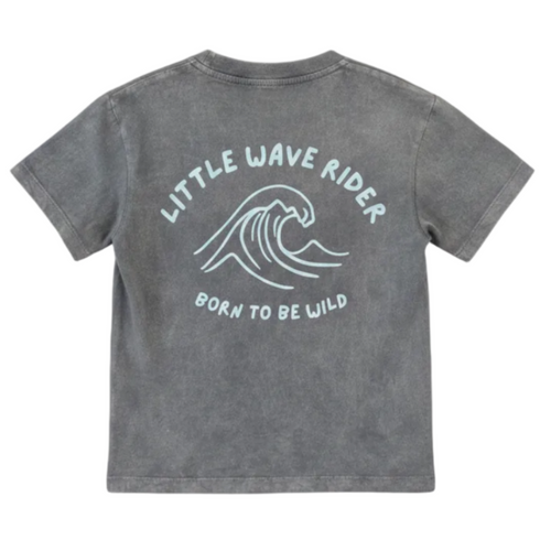 Little wave rider boys stone washed surf tshirt