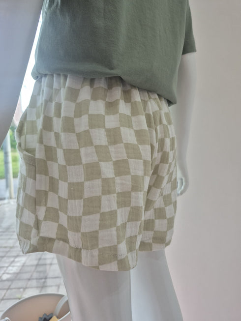Chequered Shorts in Sage