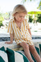 linen yellow and white striped eco friendly shirt set
