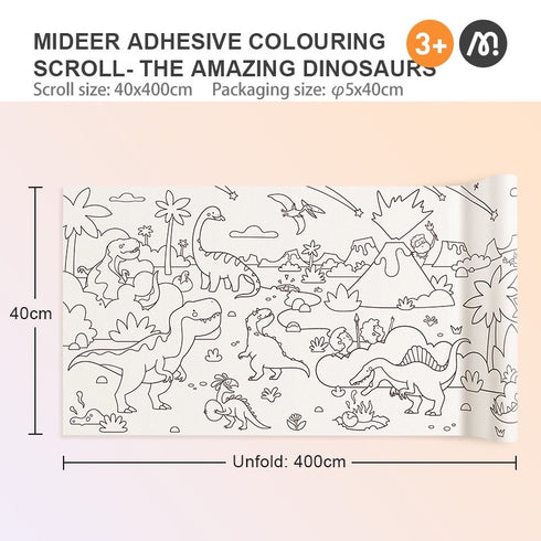 Colouring Scroll Sticker Adhesive - The Amazing Dinosaurs