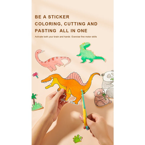 Colouring Scroll Sticker Adhesive - The Amazing Dinosaurs