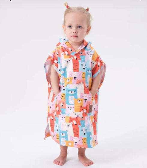Kids Microfiber Poncho Bear